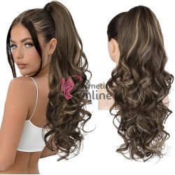 Extensie de par coada ondulata cu cleste 60 cm Saten Ash cu suvite Blonde Cod 7151A-885H88